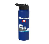 Manitoba Polar Bears Sea Cliff Canadian Flag Canada Souvenir Stainless Steel Insulated Water Bottle