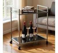 manitowoc metal drinks serving trolley with glass shelf in grey