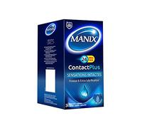 Manix Contact Plus: Box of 24 Condoms for Men, Ultra-Thin and Extra Lubricated for Intact Sensations/Diameter 53 mm