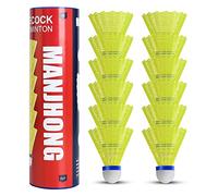 MANJHONG Nylon Badminton Shuttlecocks, Great Flight & Balance, Durable Shuttlecocks for Indoor Outdoor Sports Playing, Yellow 12 Pack