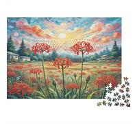 Manjusaka Thick Paper Red Spider Lilies in Vibrant Field Jigsaw Puzzle Bundle Family Activity 52x38cm/1000pcs