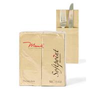 Mank Cutlery Napkins Made of Softpoint | Pub Cutlery Pockets | 40 cm x 33 cm 1/8 Fold | with Cutlery Slot for Catering and Celebrations | Pack of 50 | (Sand)