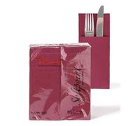 Mank Cutlery Napkins Napkins Bag Made of Softpoint Pub Cutlery Pockets 40 cm x 33 cm 1/8 Fold with Cutlery Slot for Catering and Celebrations Pack of 50 (Bordeaux)
