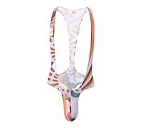 Mankini for Men Uk - Stylish Men's Exotic Bodysuit with Printed Design and Adjustable Suspenders for a Fashion Statement Orange