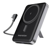 MANKIW for Magsafe PowerBank, 10000mAh 22.5W Wireless Fast Charging Power bank with Adjustable Stand, Built-In Type-C Cable for iPhone 16/15/14/13/12/Pro