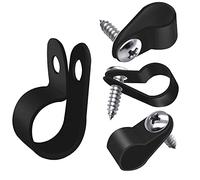 mankk 50PCS 1/2 Inch Rope Light P-Style Mounting Clips Black Nylon Plastic Cable Clamps with Stainless Steel Pan Head Phillips Screws, Fasteners for Cable Conduit M-030-BK
