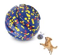 Mankoda Durable ETPU Dog Toy Ball, 5 Inch Big Dog Balls for Aggressive Chewers - Hollow Design and Textured Gullies/Non-Toxic Bite/Built-in Low-Noise Bell, Dog Chew Toy for Medium/Large Dogs