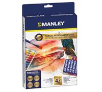 Manley Artistic Techniques Set with Colouring Pencils, 24 Pieces, Ideal for Budding Artists, Watercolour Waxes, Waxes, Unfold Your Creativity