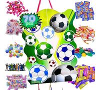 MANLOZ Football Piñata + 70 Gluten Free Treats & Toys - Kids Birthday Pinata - Green - 40x30x8cm - Cardboard