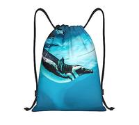 MANLUU Humboldt Penguin Printing Drawstring Backpack Bag,Fashion Drawstring Bags,Sport Gym Sackpack Thin And Waterproof, Black, Medium, Black, M