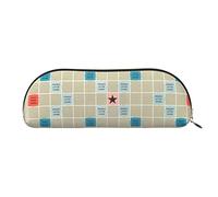 MANLUU Scrabble Board Pencil Case Leather,Cute Pencil Pouch For Pencils,Pens,Markers,Change,Coins,Makeups