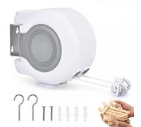 MANLVCLY Retractable Clothesline Outdoor - 2x49 Feet Heavy Duty Dual Clotheslines for Outside Laundry Drying, Wall-Mounted & Portable Installation