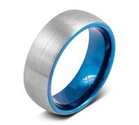 Manly Bands: Blue Plated Mens Wedding Bands and Rings - Unique Tungsten and Black Plated Tungsten Wedding Band, Stylish Ring for Men, Free Silicone Ring Included, 12, Metal, No Gemstone