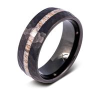 Manly Bands: Men's Antler Wedding Bands and Rings - Made With Real Deer Antlers - Designed for Hunters and Wilderness Enthusiasts, 9 UK, Metal, No Gemstone