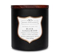Manly Indulgence Black Sandalwood Scented Candle for Men 15 oz - Bergamot, Tobacco, Amber & Musk - Wood Wick - Up to 60 Hours Burn - Soy Blend Wax, USA Poured - Signature Collection