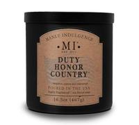 Manly Indulgence Duty Honor Country Scented Jar Candle, 2 Cotton Wicks, Premium Soy Blend White Wax, 60 hr Burn, Matte Black Jar Candle for Home and Men, 16.5 oz - USA Poured