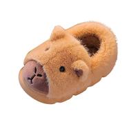 MaNMaNing Kids Winter Slippers Capybara Memory Foam Fleece Lined Warm Cozy Indoor Shoes Non Slip Cartoon with Heel Cover for Age 2-10 Years