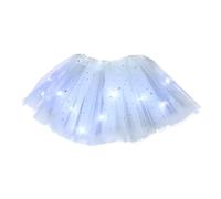 MaNMaNing Tutu Skirts for Girls Women's LED Lights 3 Layer of Mesh Puffy Skirt Ballerina Skirtes (White, One Size)