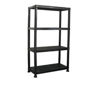 ManMax NEW 4 TIER BLACK PLASTIC GARAGE STORAGE SHELVING SHELVES STORAGE UNIT SHED SHELF - Next Day Delivery