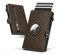 Manmaxim Men's Genuine Leather Wallet - Slim Wallet with RFID Protection, Pop-Up Card Case with Coin Pocket & 2 ID Windows, Brown