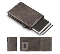 Manmaxim Mens Wallets, Pop up Credit Card Holder Wallets for Men UK, Minimalist Slim Wallet Without Coin Pocket, Magnetic Metal Smart Card Wallet for 12 Cards, RFID Wallets for Men, B05-Brown