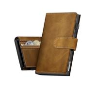 Manmaxim Mens Wallets with Coin Pocket and Money Clip, Wallet for Men UK Pop Up Card Holder with RFID Blocking, Slim Wallet Mens Card Holders Brown