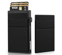 Manmaxim Slim Mens Wallet with RFID Blocking - Pop up Card Holder Wallets for Men with Money Pocket, Card Wallet RFID Card Holder Minimalist Metal Card Case with Coin Pocket Gifts for Men Black