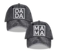 MANMESH HATT Embroidered Mama Dada Hat, Funny for Mom Dad, Vintage Washed Distressed Baseball Cap for Men and Women, Black, One size