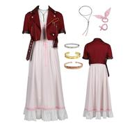 MANMICOS Us size Anime Aerith Cosplay Costumes Aeris pink dress party suit (XX-Large)