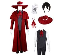 MANMICOS US size Anime Alucard Cosplay costume Red men's clothing big hat suit (Medium)