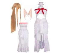 MANMICOS US size Anime Asuna cosplay costumes SAO women white skirt party suit (Medium)