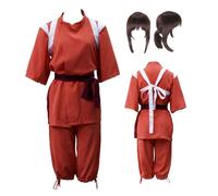 MANMICOS US size Anime Chihiro Ogino Cosplay costumes Women's Red party suit (Small)