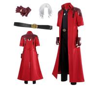 MANMICOS US size Anime Cosplay costume Men red Long coat party suit (Men's 6-piece set, X-Large)
