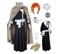 MANMICOS US size Anime Kurosaki Ichigo Cosplay Costumes Long cloak kimono suit (Large)