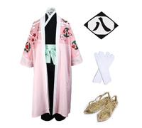MANMICOS US size Anime kyoraku shunsui Cosplay Costumes Pink robe Halloween party suit (3X-Large)