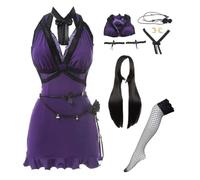 MANMICOS US size Anime Tifa Lockhart Cosplay costumes Women's Purple swimsuit skirt suit (Small)