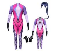 MANMICOS US size Anime widowmaker cosplay costume Color Jumpsuit with wig suit (2X-Small)