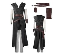 MANMICOS Us size Movie Rey Cosplay Costume Skywalker Women's skirt shirt suit (Dark gray, Large)