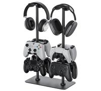 MANMUVIMO Headset Stand Controller Holder for 2 Headset and 8 Controller, Headphone Stand Gaming Controller Holder for PS5 Switch Xbox Airpods Beats Bose, Gaming Room Accessories, Gamer Gifts for Men