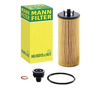 Original MANN-FILTER Oil filter HU 6015 z KIT - Oil filter set with gasket / gasket set- For Passenger Cars
