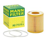 Mann Filter Oil Filter HU 711/4x - 64mm OD 31mm ID 74mm H - Fits Alfa Romeo, Cadillac, Fiat