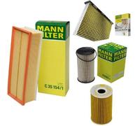 Mann-Filter Service Paket mit 1x Luftfilter C35154/1, 1x Freciousplus Innenraumfilter FP2939, 1x Kraftstofffilter PU825X, 1x Ölfilter HU7008Z