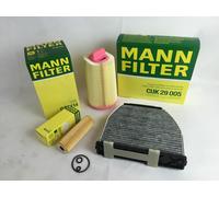 Mann Filter Set Oil Filter+Air Filters+ Activated Carbon Mercedes W212 E 200 NGT
