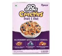 Manna Go Grains Crunchies, Real Blueberry, Multigrain Breakfast Cereal for Kids, No Maida, No Refined Sugar, Cereal with 50% RDA of 23 Essential Vitamins and Minerals in every bowl - 300gm