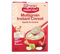 Manna Health Mix Instant Multigrain Cereal, Apple & Guava with Milk, Made with Real Fruits and 8 Supergrains and Millets, No Added Sugar, No Artificial Color, Flavors - 200g (Pack of 1)