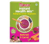 Manna Health Mix Instant Multigrain Cereal, Beetroot & Carrot with Milk, Made with Real Vegetables and 8 super grains and millets, No Added Sugar, No Artificial Color, Flavors - 200g (Pack of 1)
