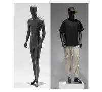 Mannequin,75.6" Tall Male Mannequin - Full Body Retail Display Torso, Detachable Dress Form for Clothing Shops, Stylish Black Model Stand (Style 2)