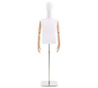 Mannequin Adjustable Male 170-218cm White PP Body Solid Wood Arms Steel Base Pro