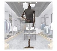 Mannequin Body Torso Male, Half Scale Dummy Maniquins Body Dress Form with Solid Wood Arm, Adjustable Height Manikins for Home Decoration Suit Display, 2 Styles, Square