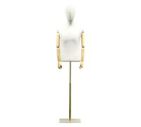 Mannequin Clothes Doll, Adjustable Height Male Mannequin Torso, Wooden Arms and Fingers Adjustable (Gold, M)